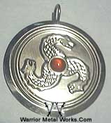 sterling Dragon Triskelon Gemstone Medallion3