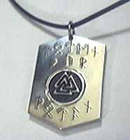 Valknut sonnenrad celtic cross tri horn with custom runes dog tag