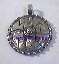 viking runic battle shield pendant