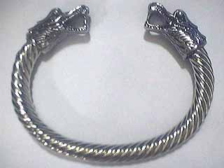 viking stainless steel dragon heads arm ring bracelet torc