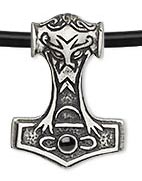 thor hammer with choice of gemstone with cord