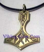 golden Bronze thor rune hammer pendant
