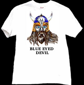 blue eyed devil berserker viking tshirt
