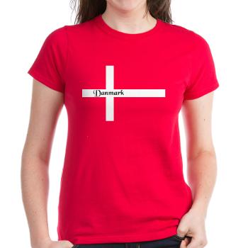 ladies red danish flag shirts and apparel
