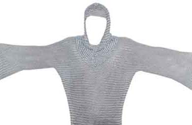 full galvanized steel viking maille shirt with coif